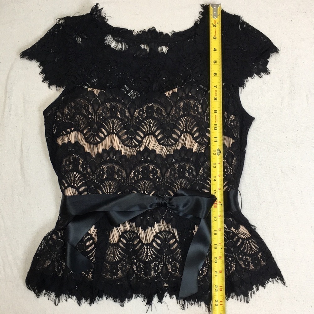 XScape by Joanna Chen Belted Black lace top 6 - Picture 4 of 8